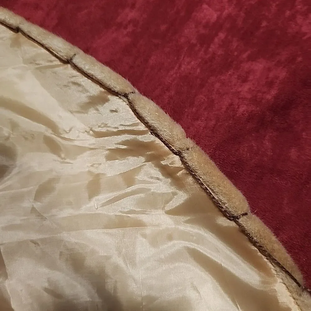Red Suede Tree Skirt Deluxe Embroidery 48